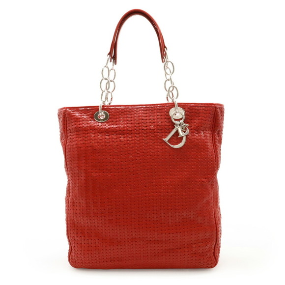 CHRISTIAN DIOR Red Leather Intrecciato Shoulder Bag - Picture 2 of 9